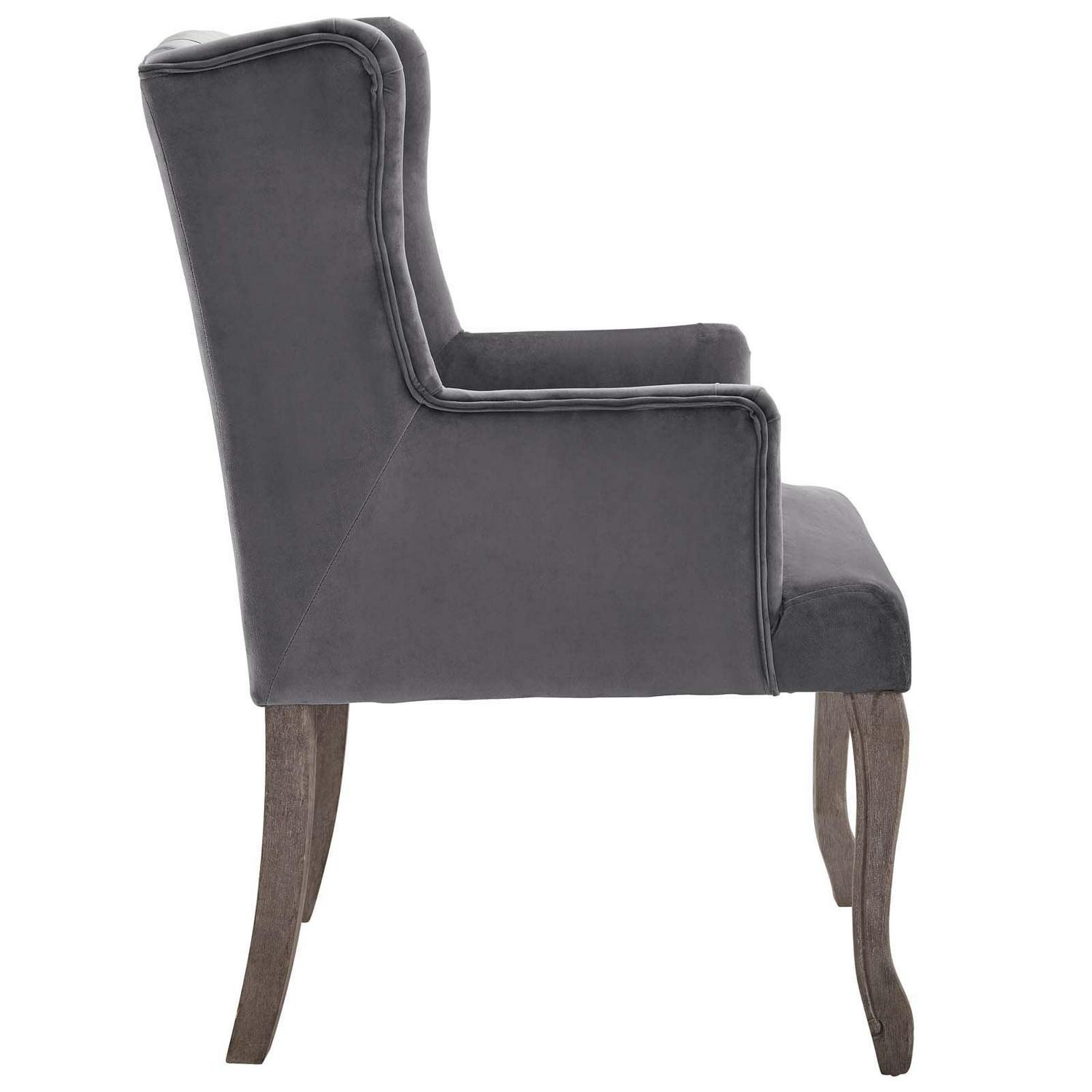 Realm French Vintage Dining Performance Velvet ArmchairGray - Image 3