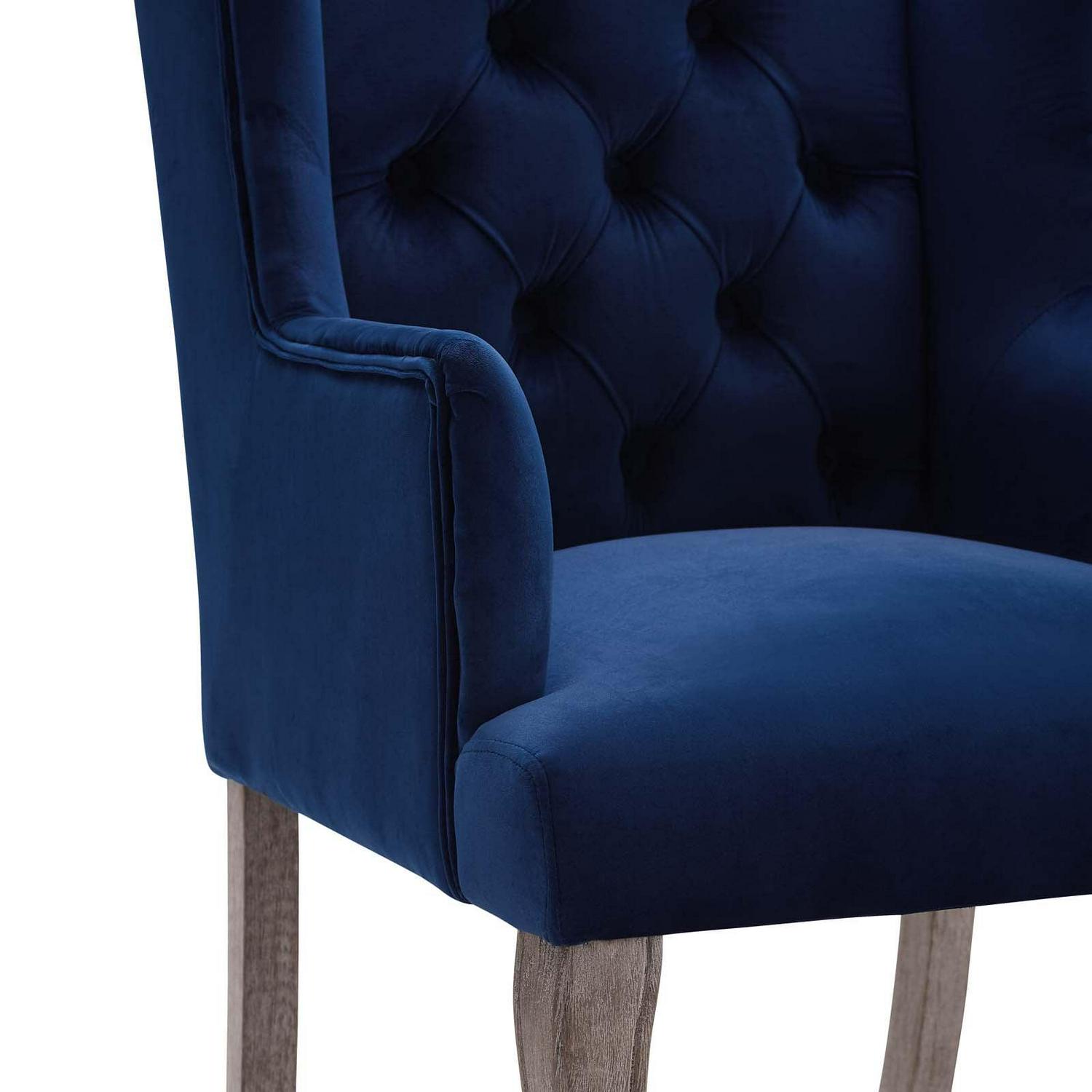 Realm French Vintage Dining Performance Velvet ArmchairNavy - Image 6