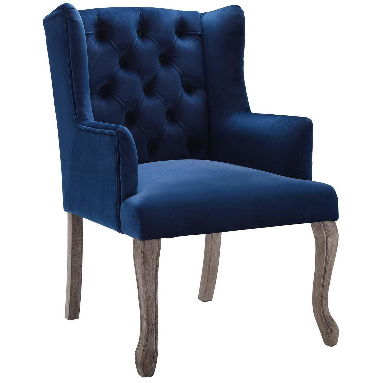 Realm French Vintage Dining Performance Velvet ArmchairNavy - Image 2