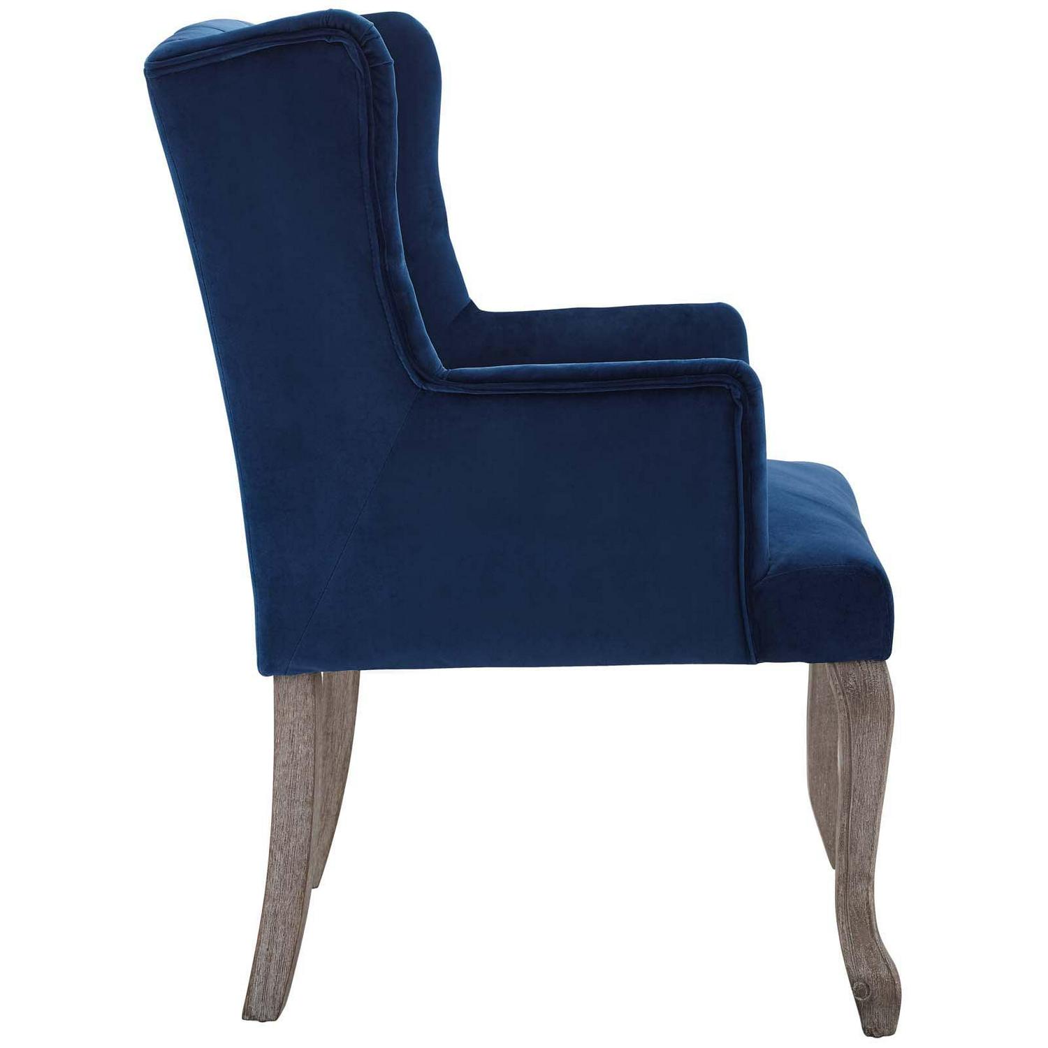 Realm French Vintage Dining Performance Velvet ArmchairNavy - Image 3