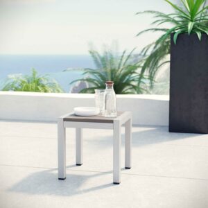 Silver Gray Shore Outdoor Patio Aluminum Side Table