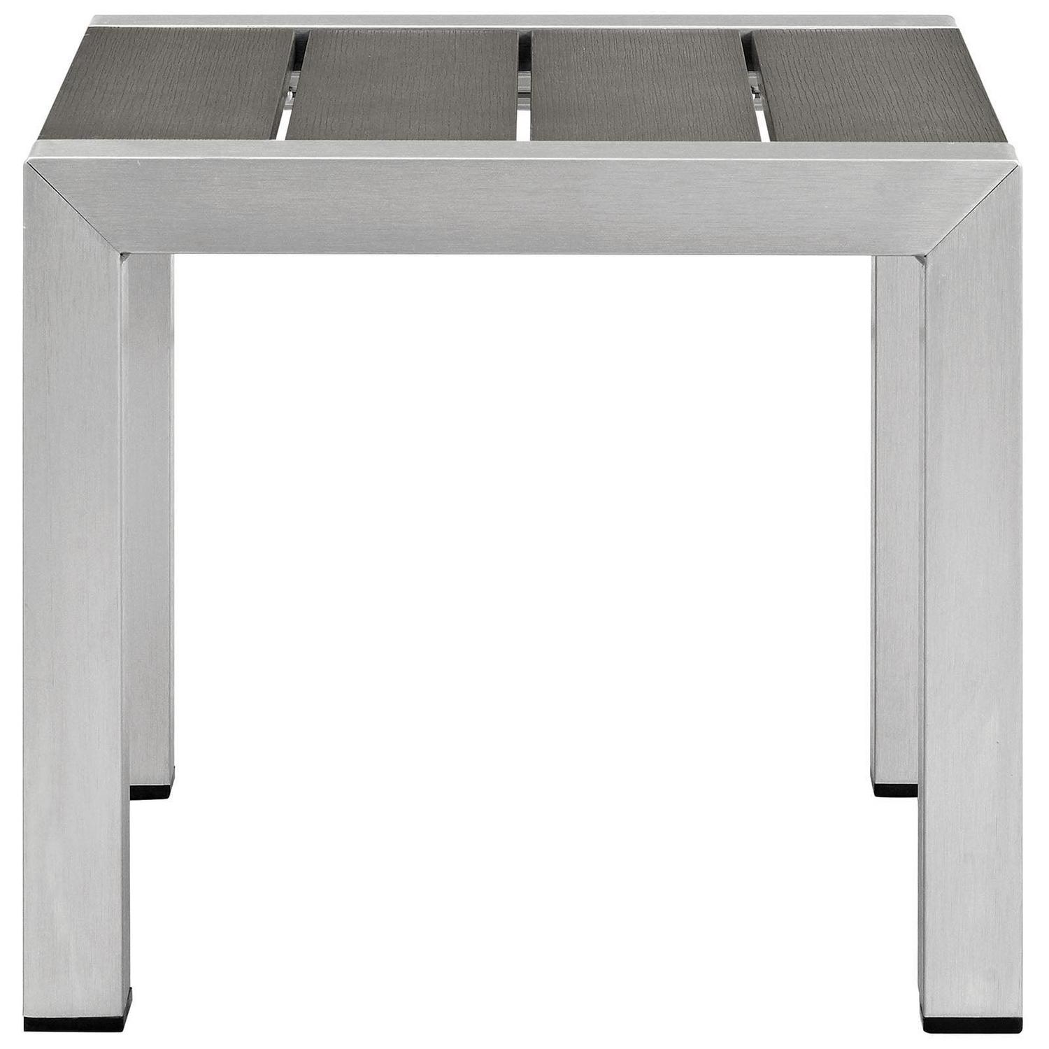 Silver Gray Shore Outdoor Patio Aluminum Side Table - Image 3