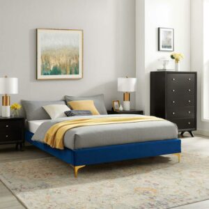 Sutton Twin Performance Velvet Bed Frame Navy