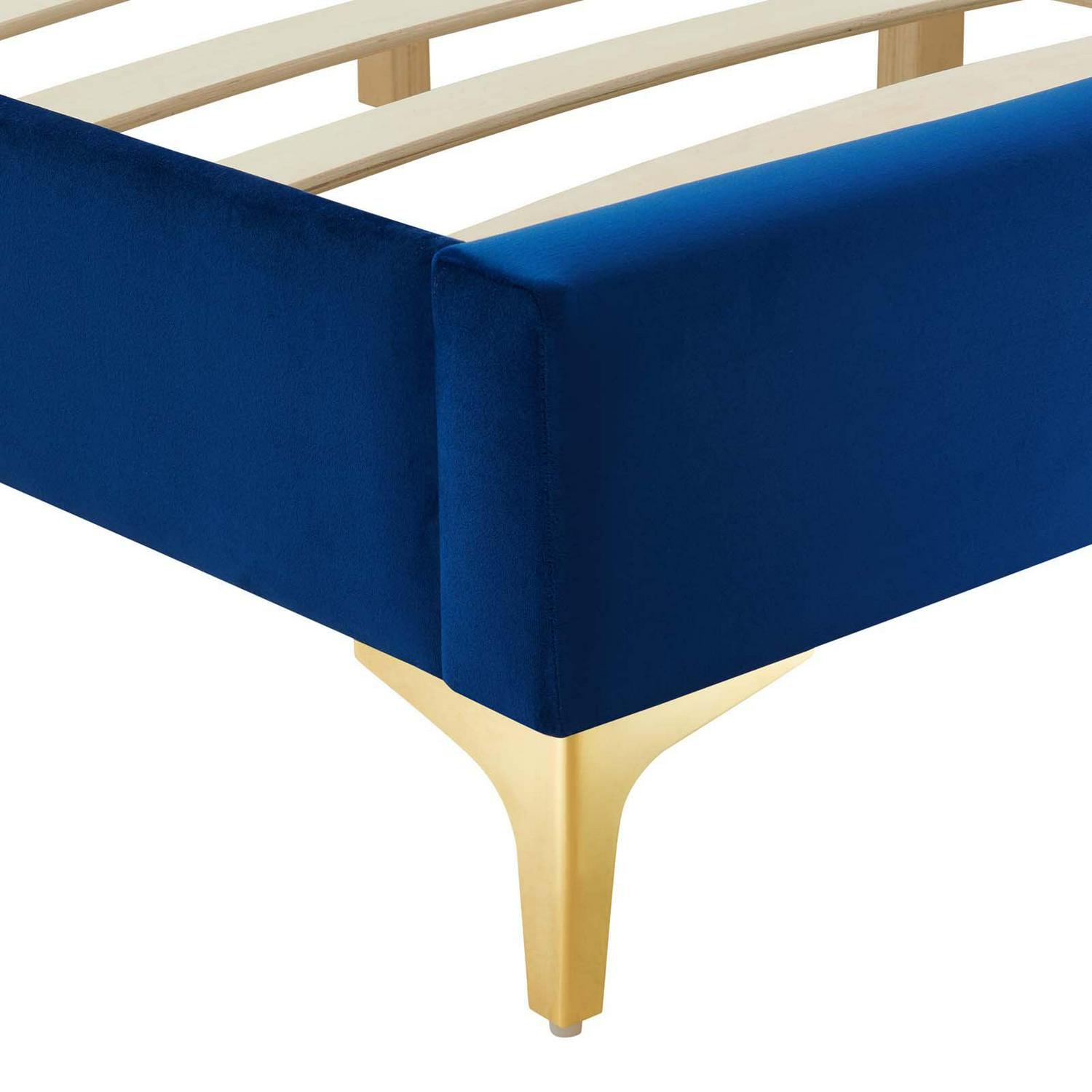 Sutton Twin Performance Velvet Bed Frame Navy - Image 6