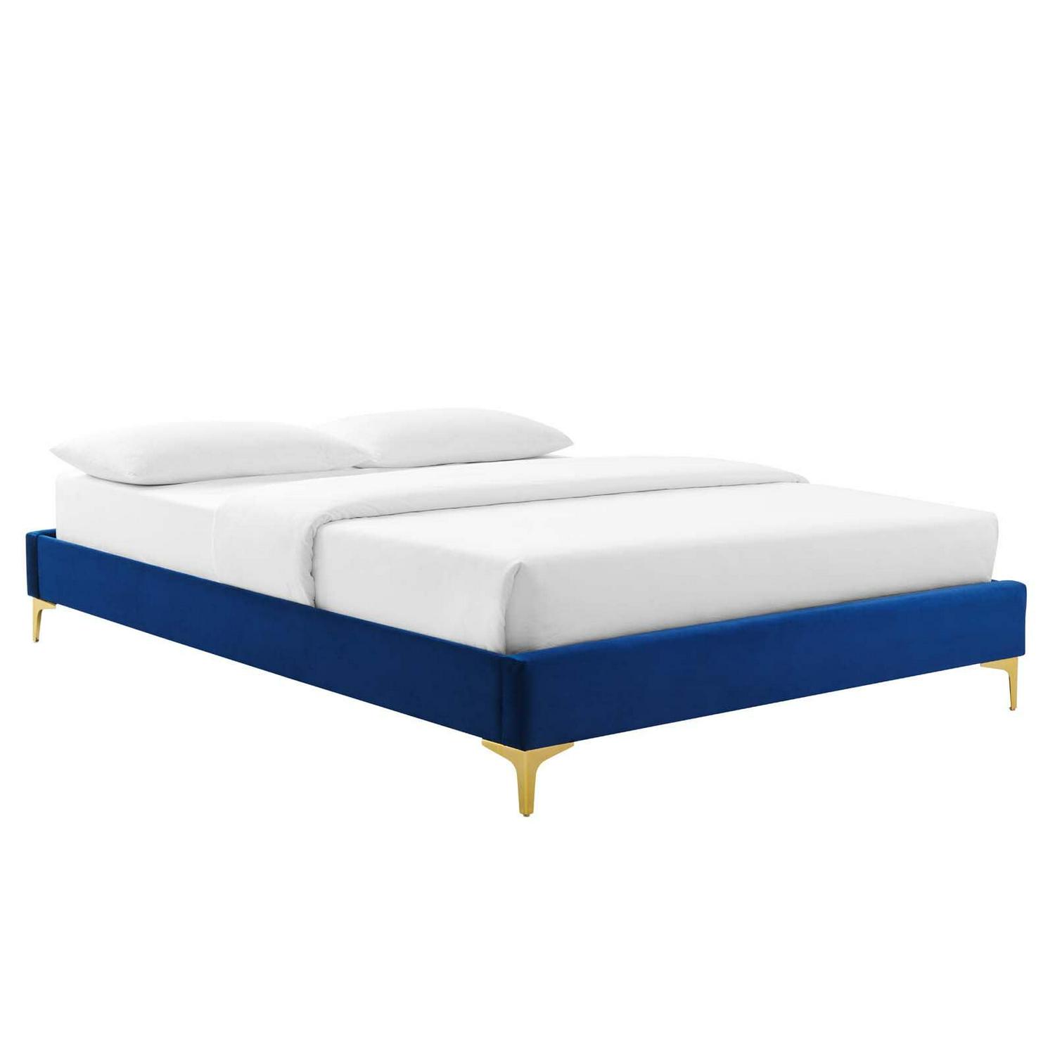 Sutton Twin Performance Velvet Bed Frame Navy - Image 2