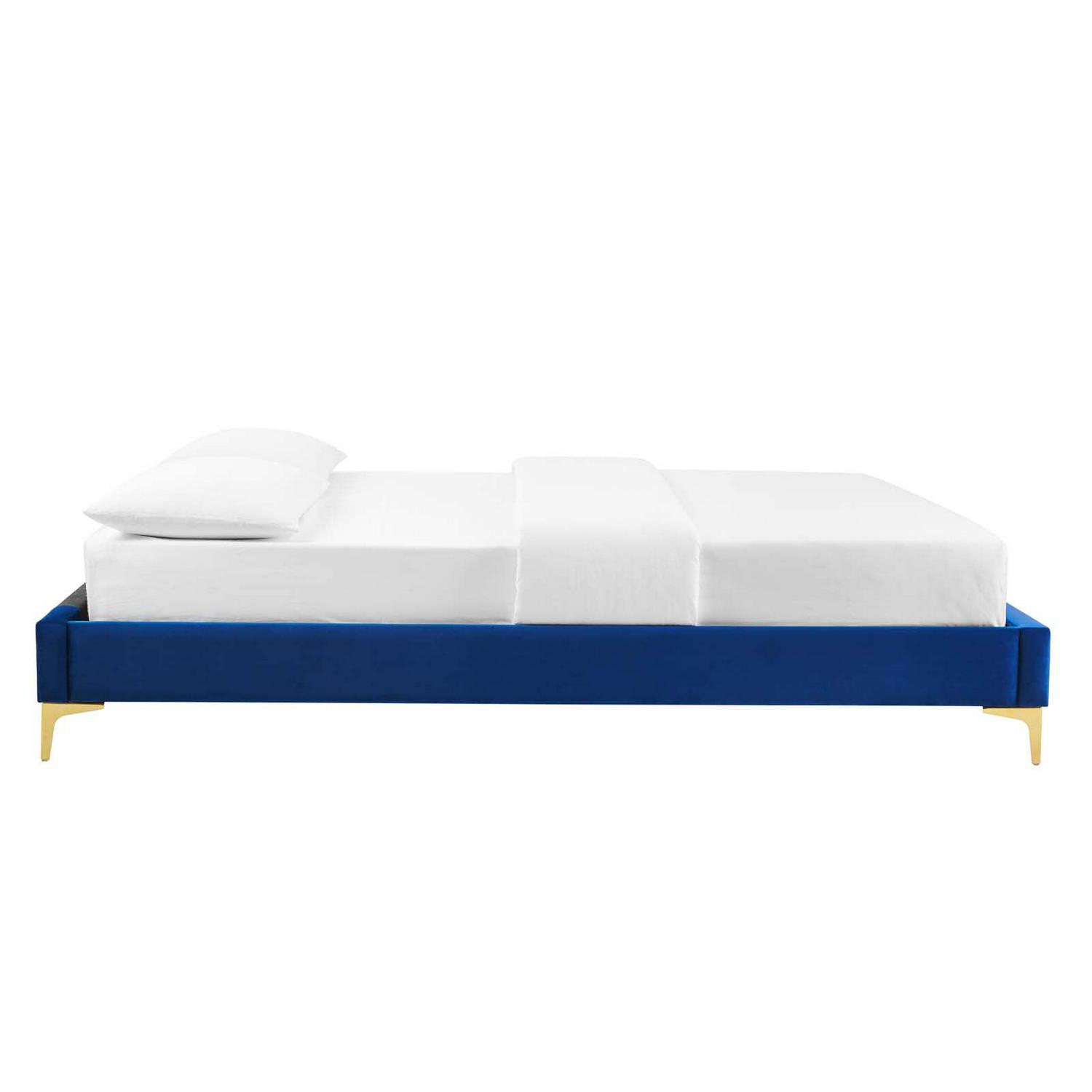 Sutton Twin Performance Velvet Bed Frame Navy - Image 4