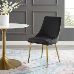 Modway Viscount Modern Accent Performance Velvet Dining Chair in Black