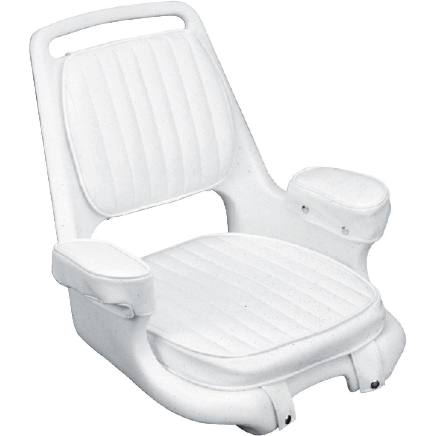 Moeller Extra-Wide Offshore Seat with Padded Armrest, Cushion Set and Mounting Plate, White