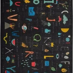 Mohawk Home Prismatic ABC Letters Black Contemporary Theme Kids Precision Printed Area Rug, 5'x8', Black