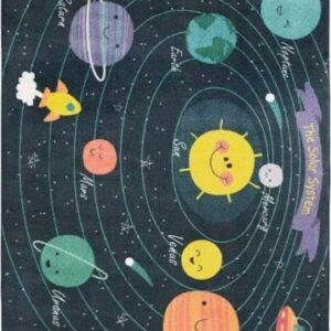 Mohawk Home Prismatic Planet System Multi Contemporary Theme Kids Precision Printed Area Rug, 5'x8', Navy