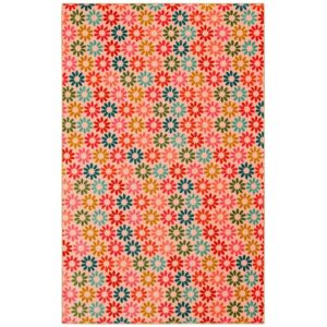 Mohawk Home Prismatic Enchanted Floral Pink Contemporary Nature Kids Precision Printed Area Rug, 5'x8', Pink & Green