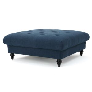 Noble House Germain Fabric Coffee Table Ottoman, Dark Blue