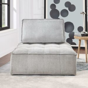 DEALTOPS Modern Accent Chair Square Upholstered Armless Lazy Chair with Throw Pillows for Living Room - Gray