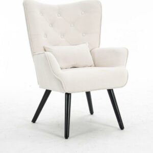 DEALTOPS Modern Accent Chair Upholstered Foam Filled Living Room Chairs Comfy Reading Chair Mid Century Modern Chair for Living Room Bedroom-White