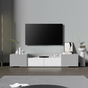 DEALTOPS Modern Minimalist TV Stand with Storage Cabinets and Drawers for TVs up to 70'' - Grey