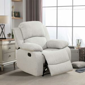 DEALTOPS Single Manual Recliner Chair,Breathable Flannel Sofa for Living Room,Bedroom,Grayish-White