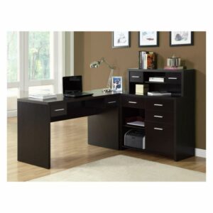 Computer Desk Home Office Corner L Shape Work Laptop Laminate Brown