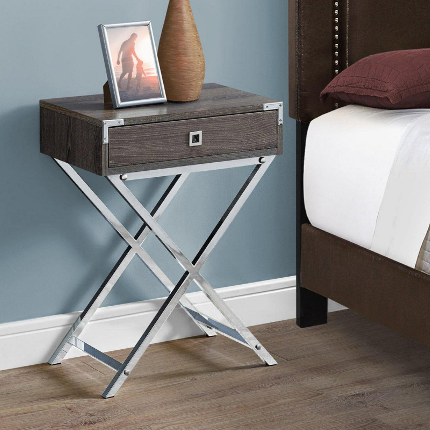 Accent Table Side End Nightstand Lamp Living Room Bedroom Metal Grey - Image 6