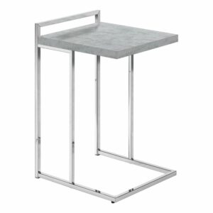Accent Table C-shaped End Side Snack Living Room Bedroom Metal Grey
