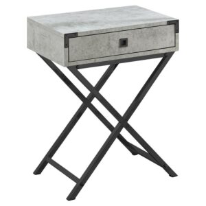 Accent Table Side End Nightstand Lamp Living Room Bedroom Metal Grey