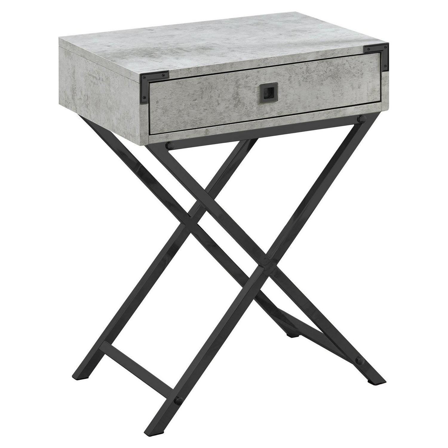 Accent Table Side End Nightstand Lamp Living Room Bedroom Metal Grey