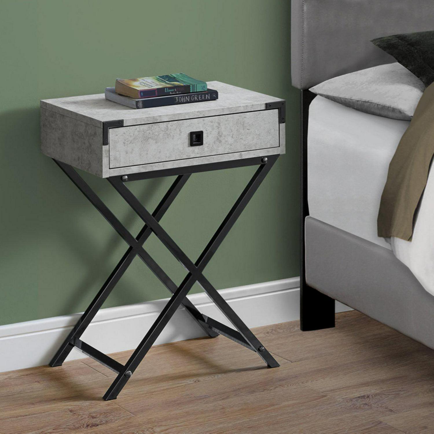 Accent Table Side End Nightstand Lamp Living Room Bedroom Metal Grey - Image 4