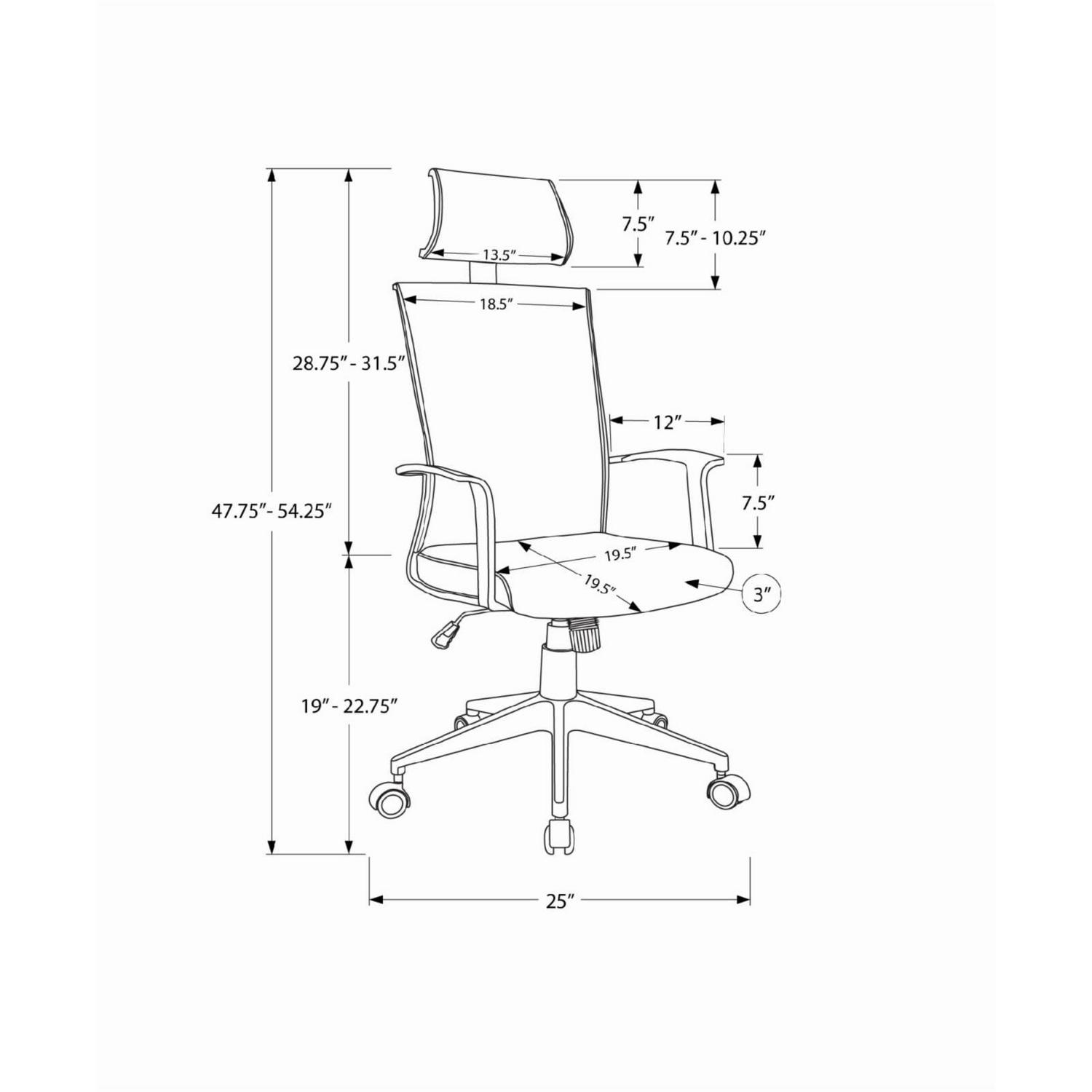 50.5" White and Gray Contemporary Upholstered Adjustable Office Chair - Image 8