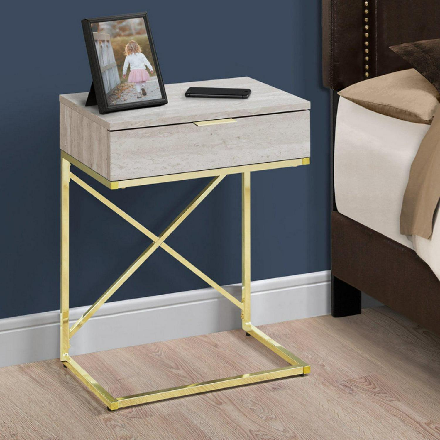 Accent Table Side End Nightstand Lamp Living Room Bedroom Metal Brown - Image 10