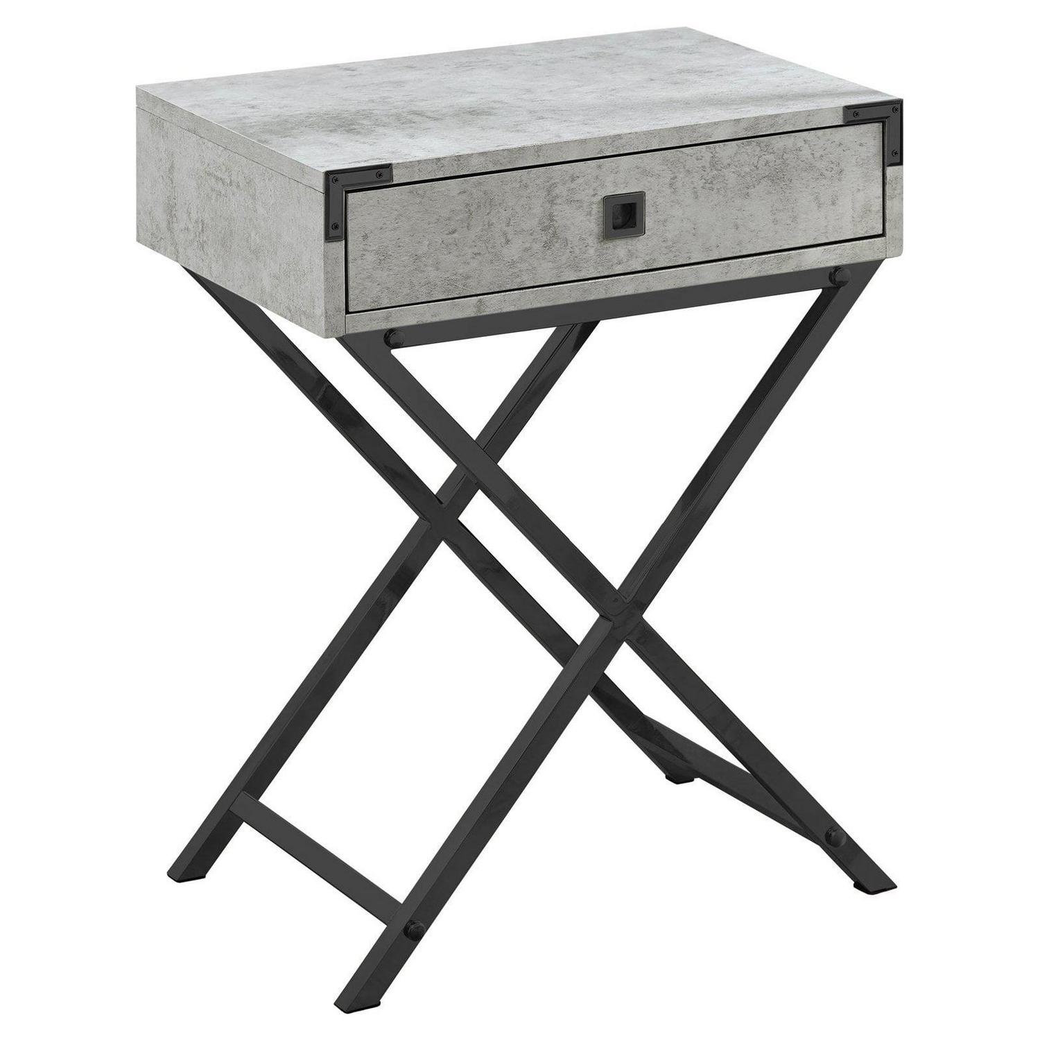 Accent Table Side End Nightstand Lamp Living Room Bedroom Metal Grey - Image 2