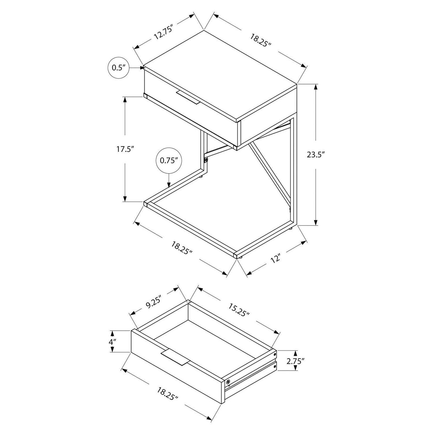 Accent Table Side End Nightstand Lamp Living Room Bedroom Metal Brown - Image 9