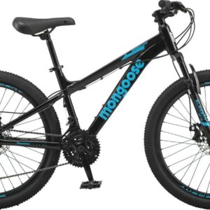24" Mongoose Durham Unisex Mountain Bike, Black, 21 Speeds, Ages 12+