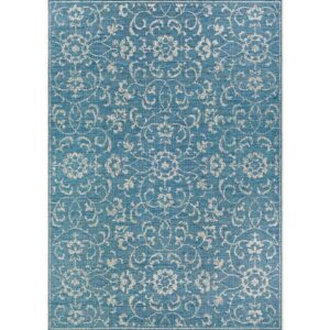 Monte Carlo Summer Vines Ocean-Ivory Indoor/Outdoor Area Rug - Multiple Sizes
