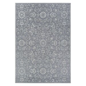 Monte Carlo Summer Vines Dark Grey-Ivory Indoor/Outdoor Area Rug - Multiple Sizes