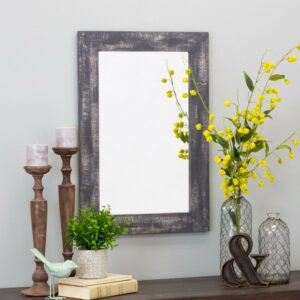 Morris Rustic Wood Wall Mirror - Gray 30" x 20" by Aspire
