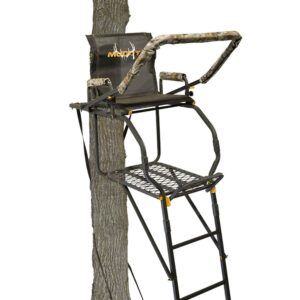 Muddy Deer Hunting Climbing Adjustable Quiet Heavy-Duty Huntsman Deluxe 17 ft 1-Person Ladder Tree Stand