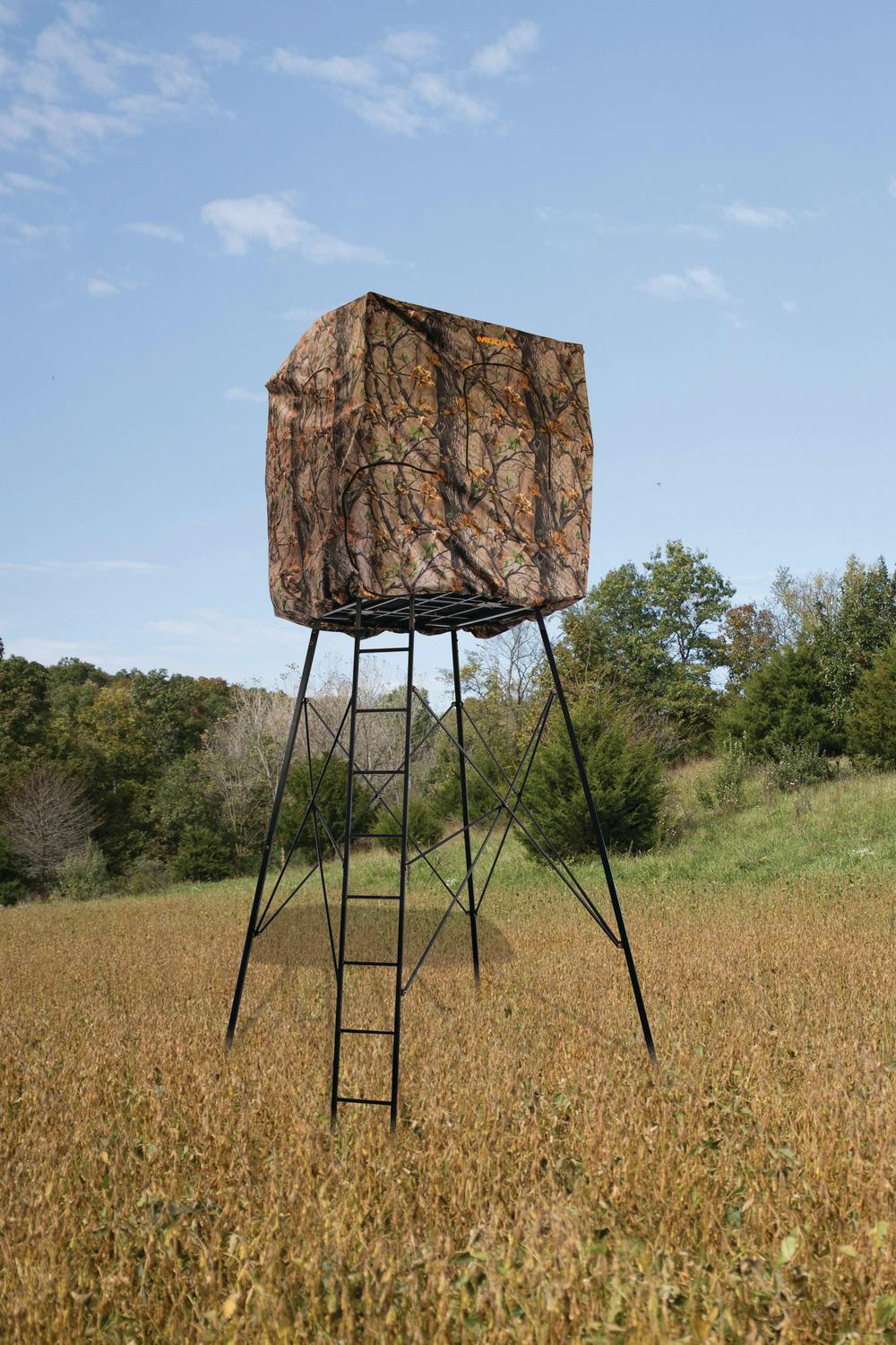 MUDDY Quad Roof Kit Enclosure Durable Hunting Outdoor Steel Construction with Camo Quiet Water-Resistant Cover 4 Zippered Windows & Full Surround 36"H Shooting Rail - Image 6