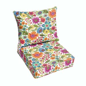 Sorra Home 25" x 25" Multicolor Floral Print Outdoor Seating Cushions (3 Count)