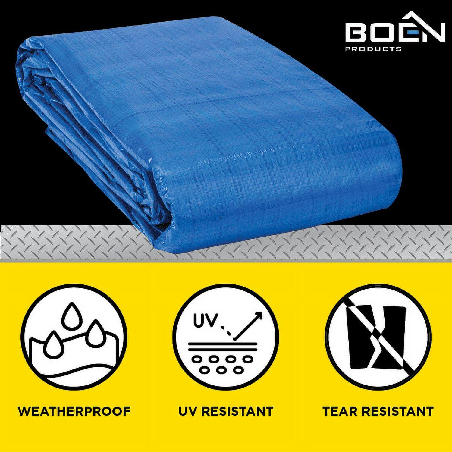 30 ft. x 60 ft. Multi-Purpose Blue Poly Tarp Cover 4.2 Mil Thick Weave Material, Waterproof - Image 2