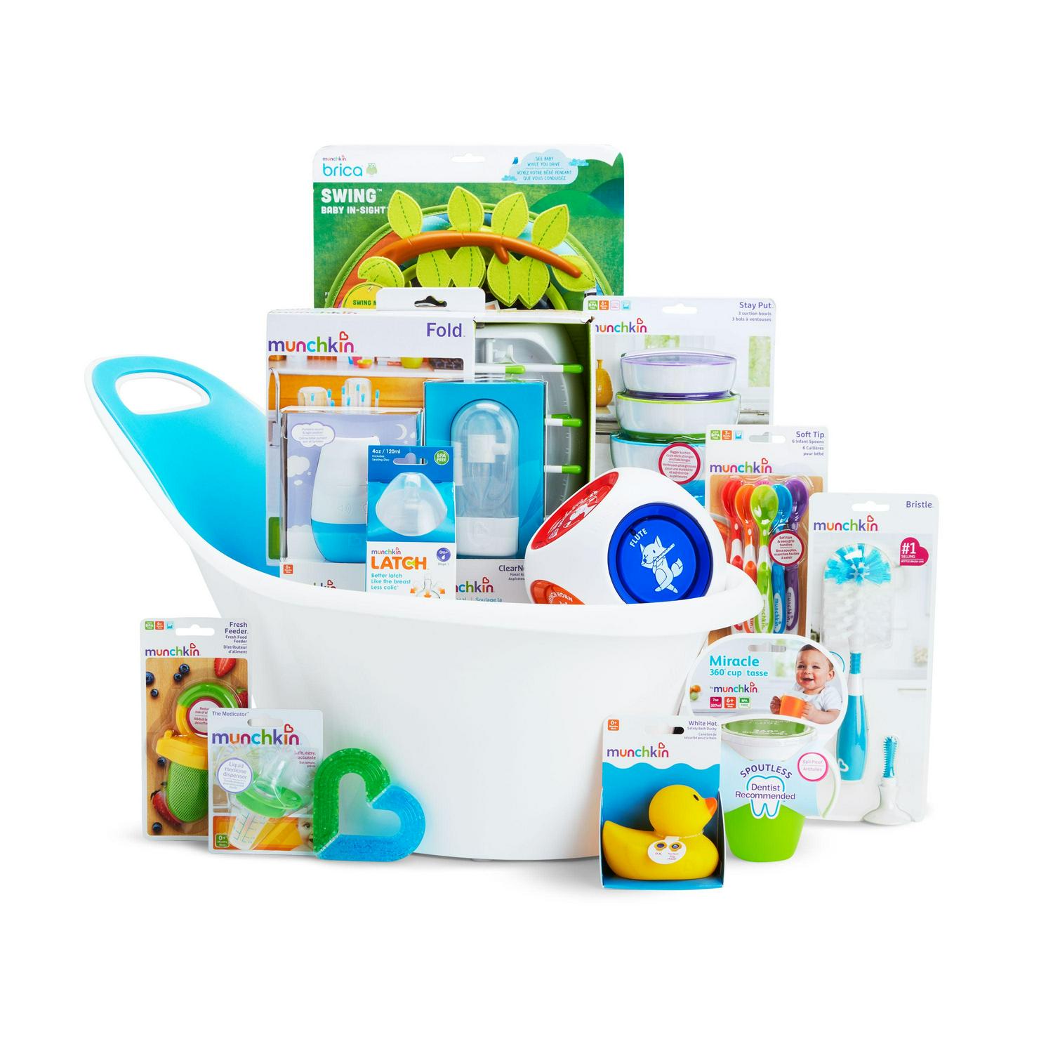 Munchkin® My Munchkin Gift Basket, Great for Baby Showers, Includes 15 Baby Products, Neutral, Unisex
