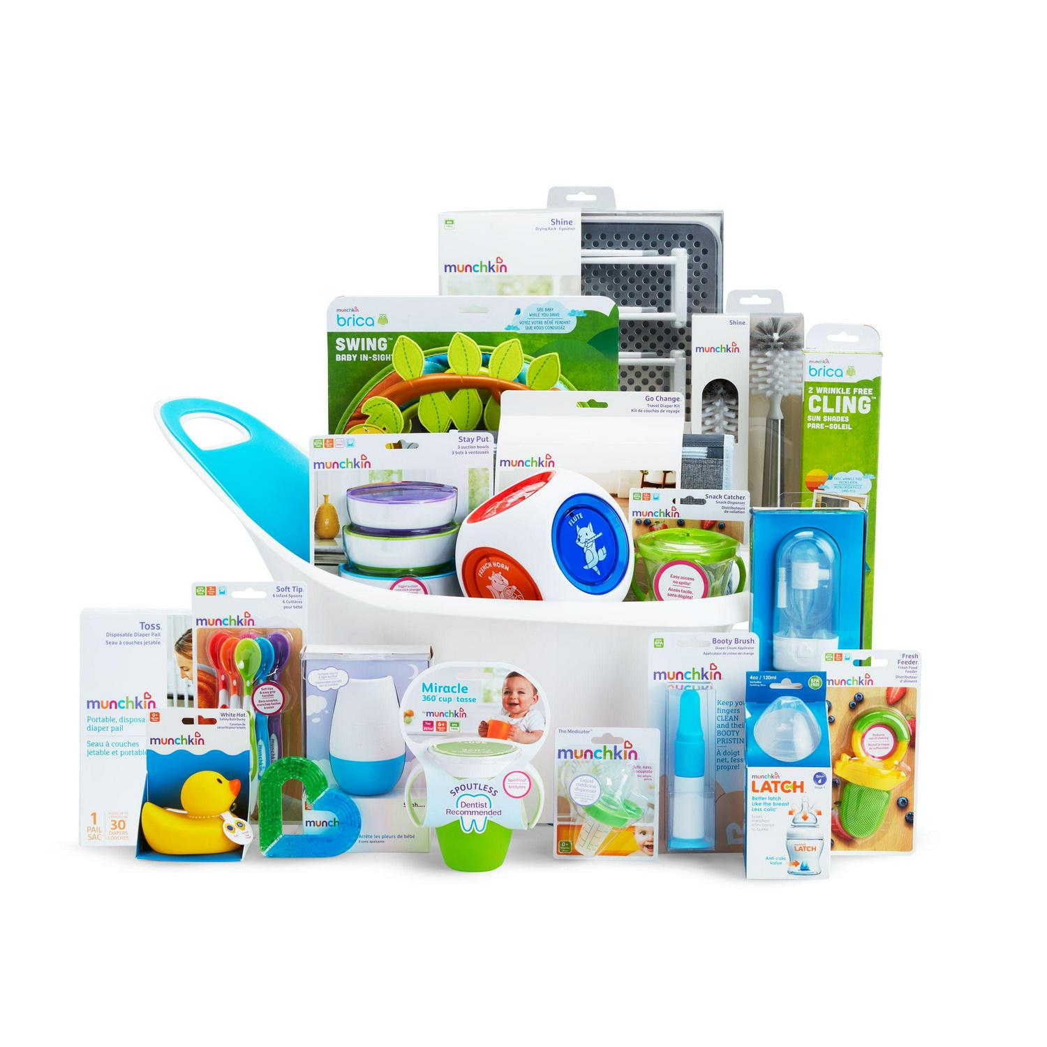 Munchkin® VIB Baby Gift Basket, Great for Baby Showers, Includes 20 Baby Products, Neutral, Unisex