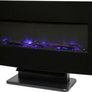 Muskoka 36 in. Curved Front Wall Mount Electric Fireplace in Black Glass