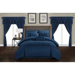 Mykonos 20 Piece Comforter Set Embossed Bedding - Sheets Window Treatments Decorative Pillows Shams Bed Skirt Included