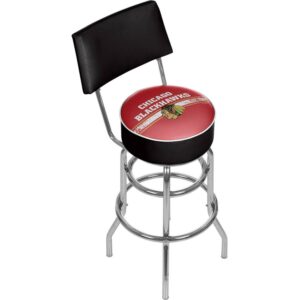 Trademark Gameroom Chicago Blackhawks Logo Bar Stool with Back Rest