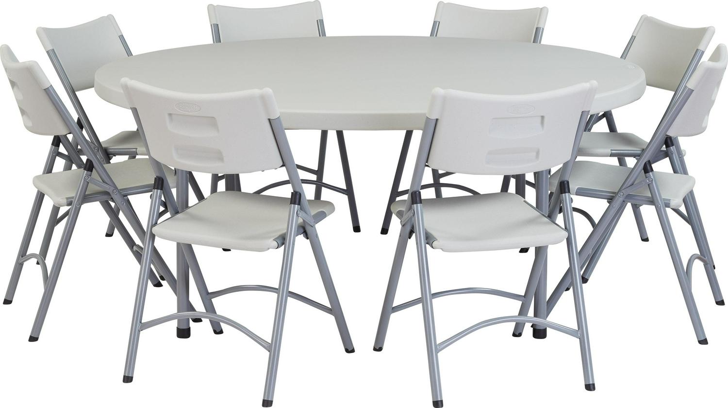 National Public Seating NPS® 71" Heavy Duty Round Folding Table, Speckled Grey - Image 7