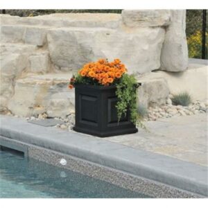 Mayne Nantucket 16" x 16" x 16" Square Black Self Watering Plastic Planter