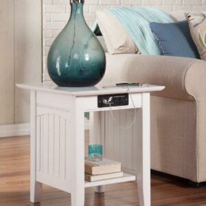 AFI Nantucket End Table with Charging Station, White