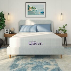 NapQueen Margaret 8" Queen Mattress, Charcoal Infused Memory Foam, Mattress in a Box, Adult