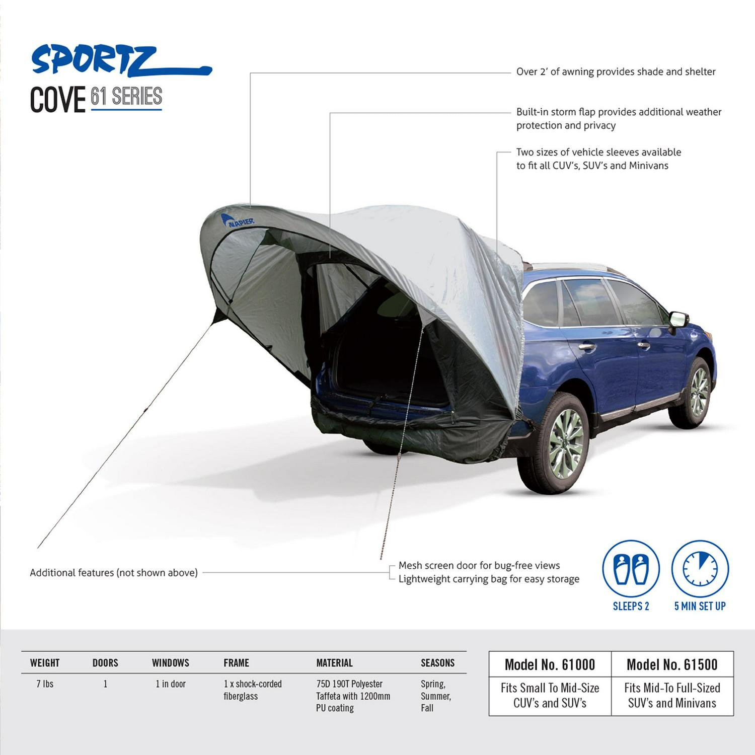 Napier Sportz Cove 61500 Easy Setup Medium/Large SUV Tailgate Shade Awning Tent 7lbs, 2ft Awning - Image 9