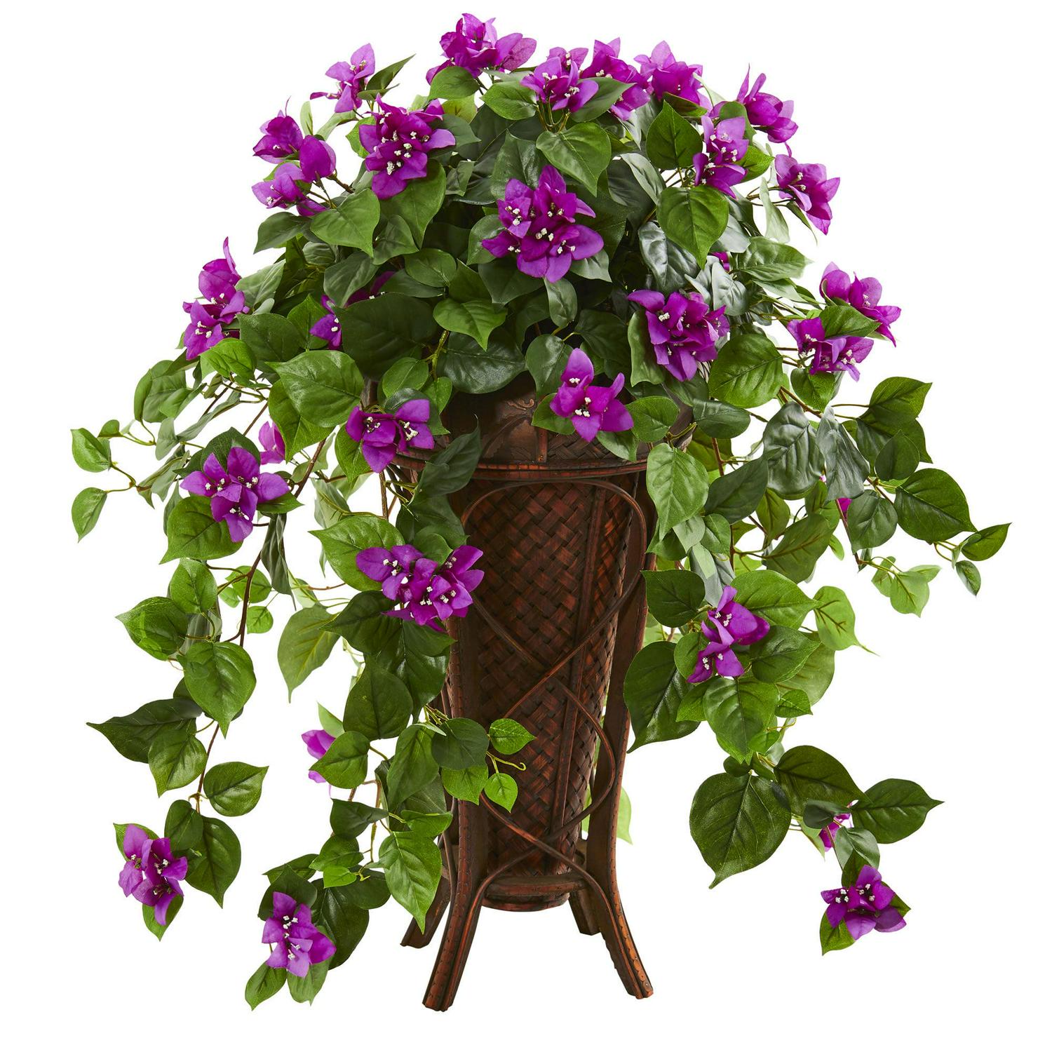 Nearly Natural 31" Bougainvillea Artificial Plant in Stand Planter, Purple