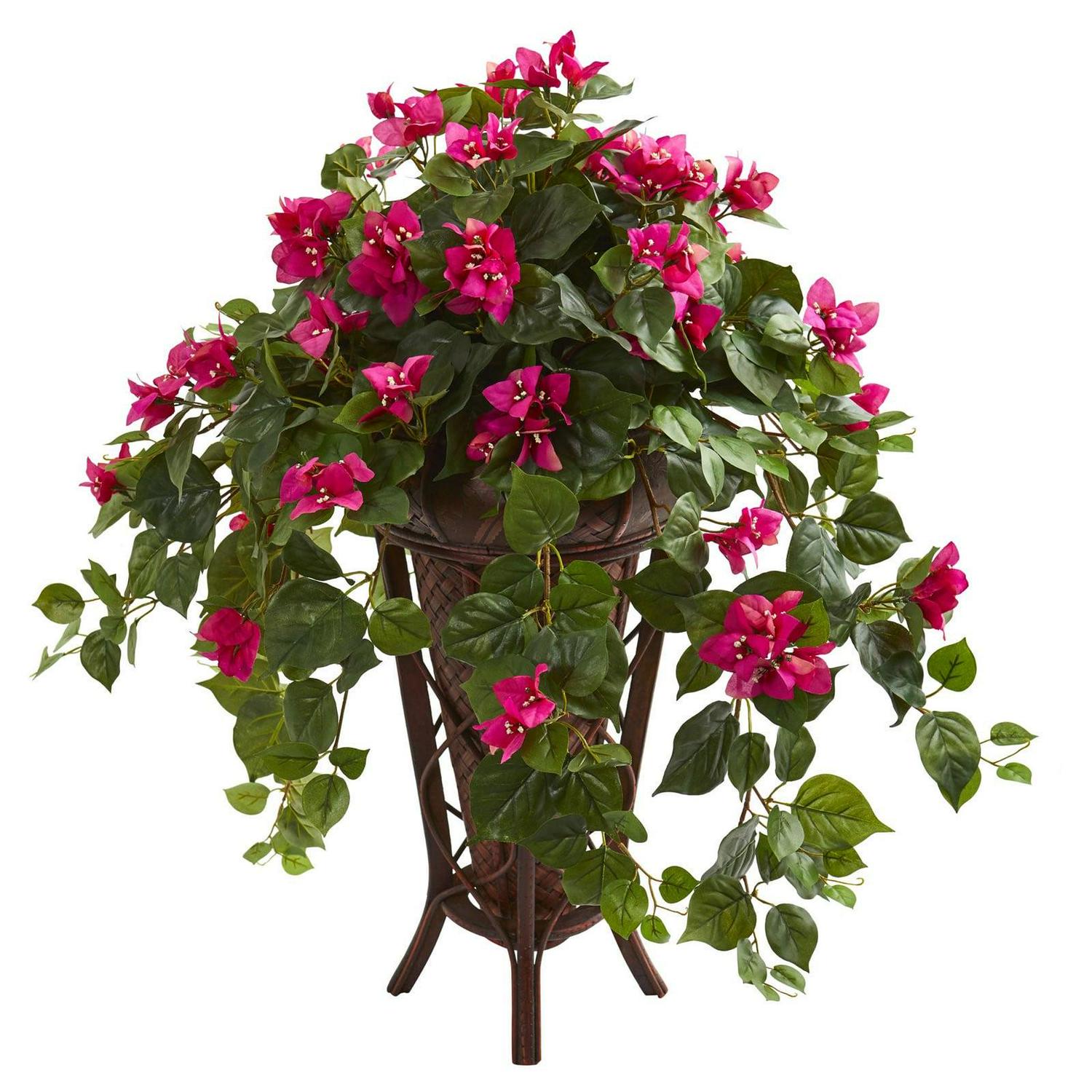 Nearly Natural 31" Bougainvillea Artificial Plant in Stand Planter, Purple - Image 2